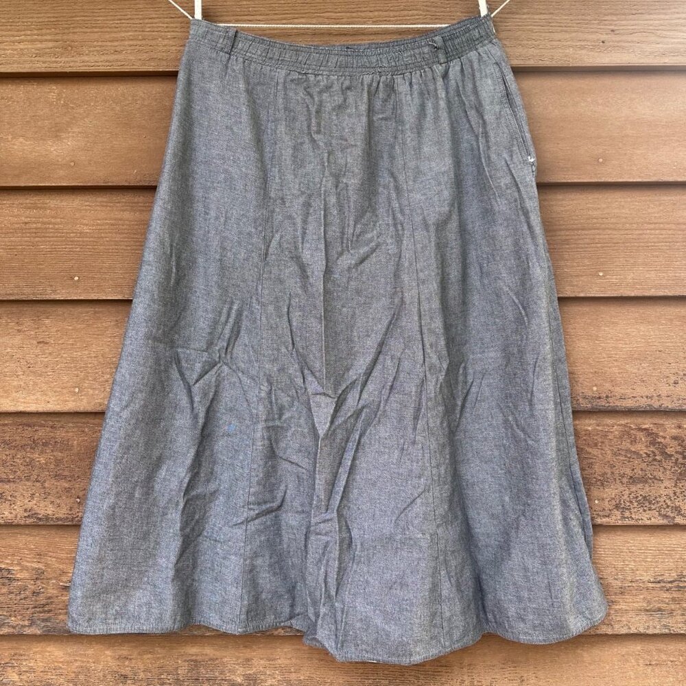 Vintage Orvis Womens Size 16 Gray Cotton Skirt Elastic Waistband Made In USA Sli - Picture 1 of 10